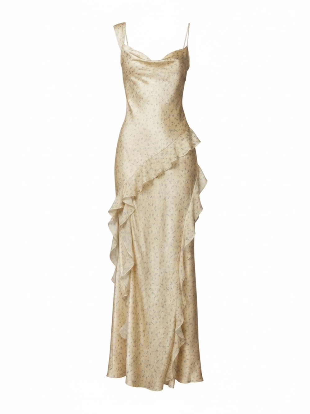 For Love & Lemons Sawyer Ruffled Maxi Dress Yellow Floral (M) NWT